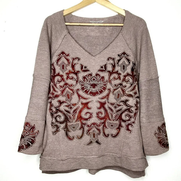 Soft Surroundings Renaissance Sweatshirt Embellished Oversized Petite Small - Picture 1 of 10